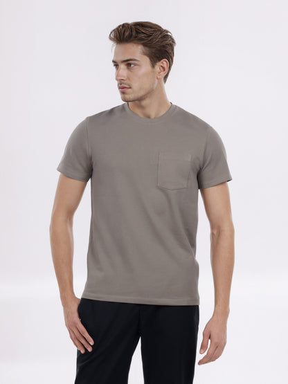 Celio* Men Brown Solid Regular Fit Cotton T-Shirt