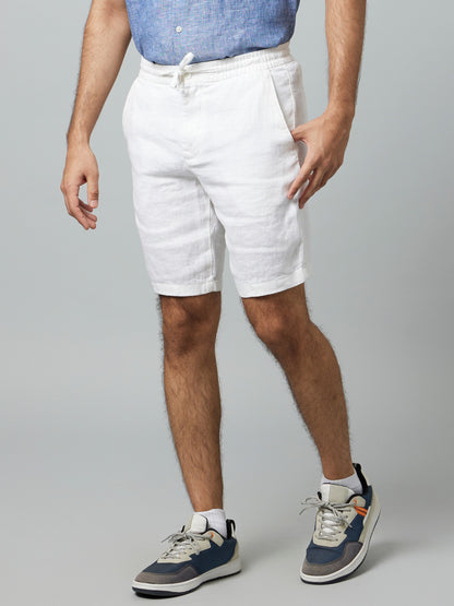 Celio* Linen Regular Fit White Shorts