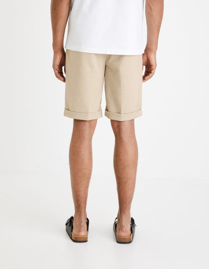 Celio* Men Beige Solid Straight Fit Polyester-Blend Shorts