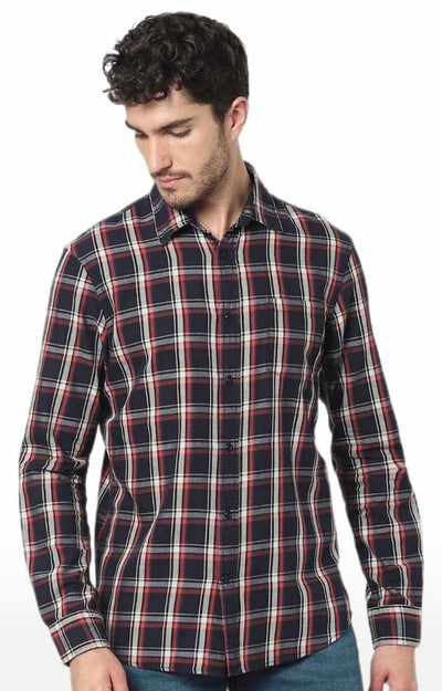 Celio Men Black Checked Regular Fit Cotton Shirts