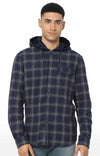 Celio Men Navy Blue Checked Regular Fit Cotton Shirts
