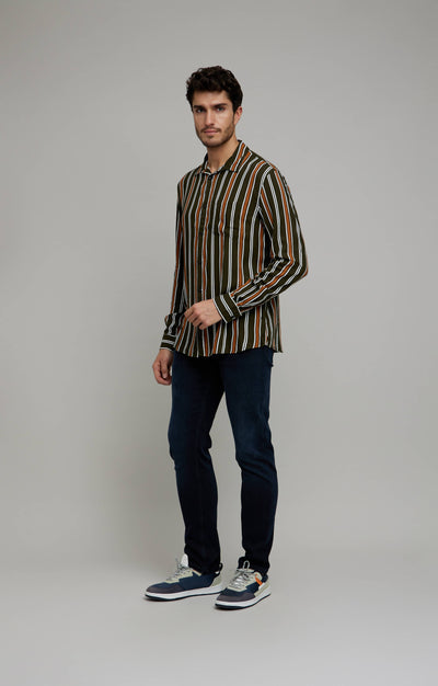 Celio Men Multi Striped Regular Fit Viscose Shirts