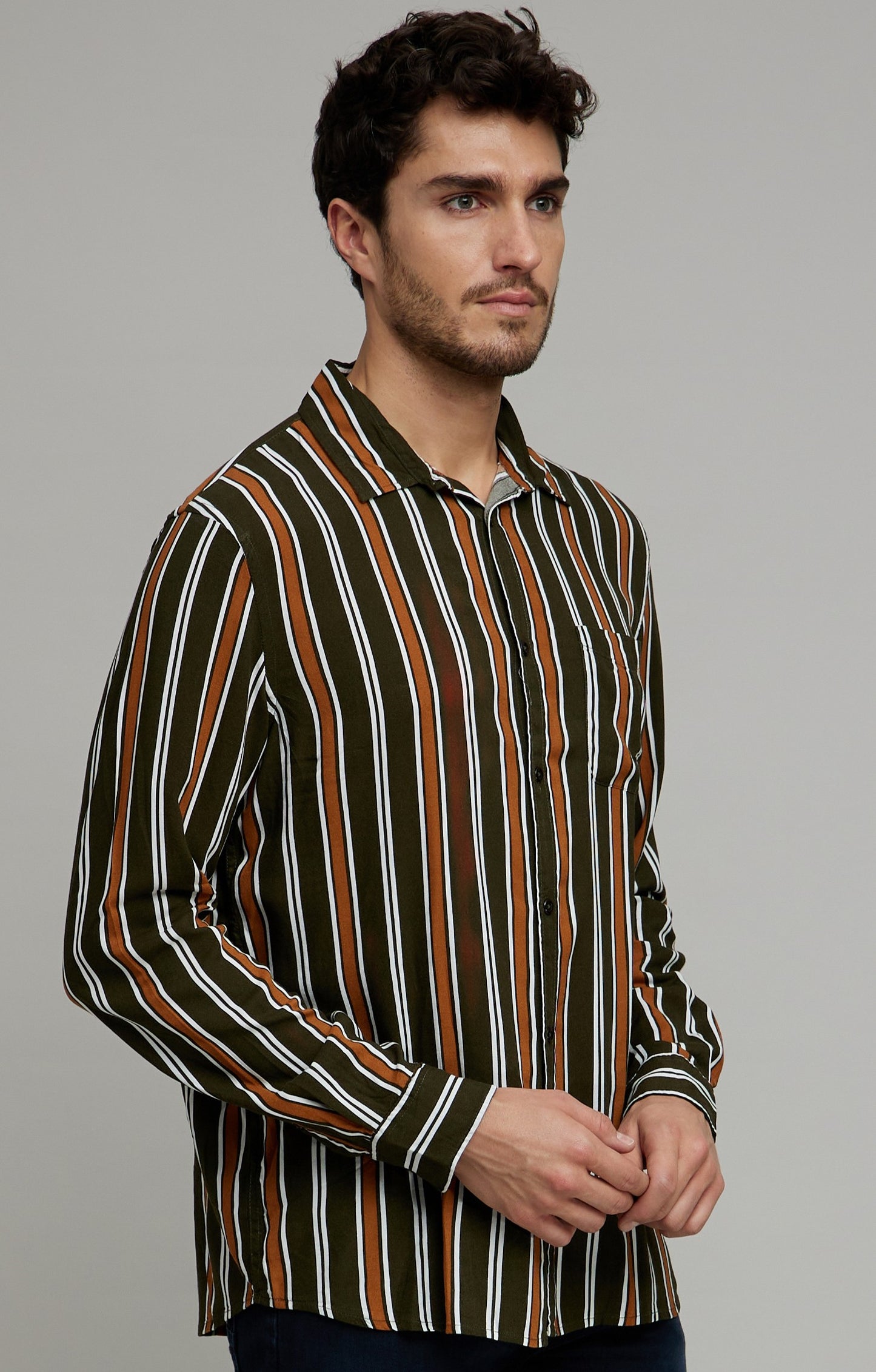 Celio Men Multi Striped Regular Fit Viscose Shirts