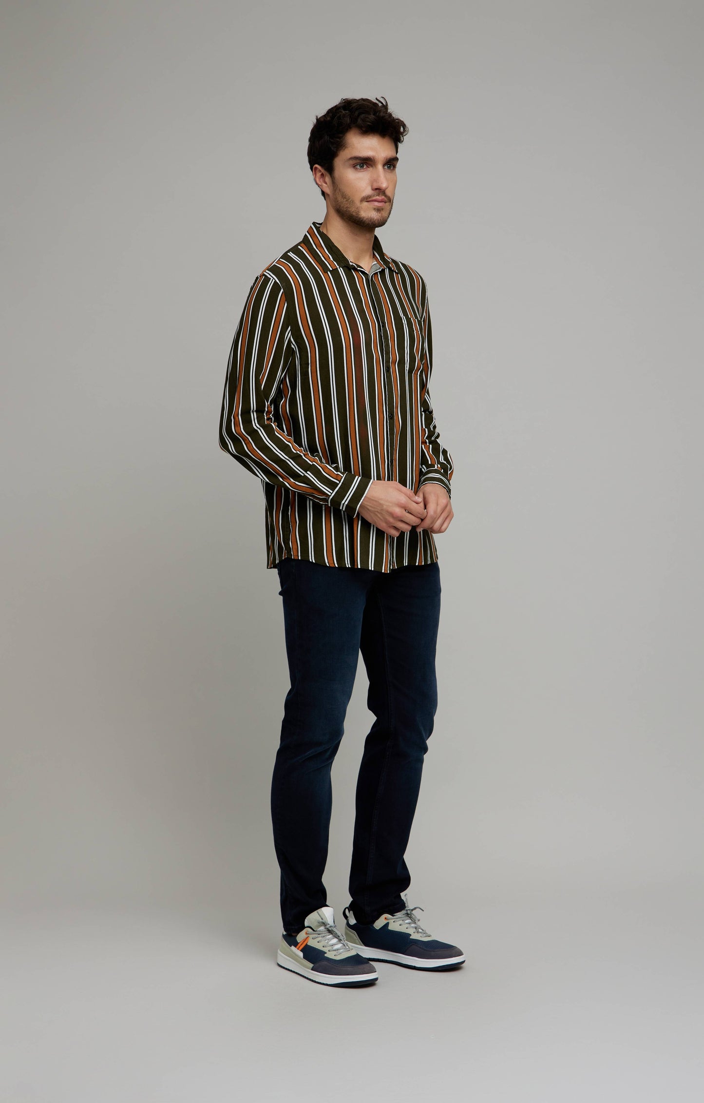 Celio Men Multi Striped Regular Fit Viscose Shirts