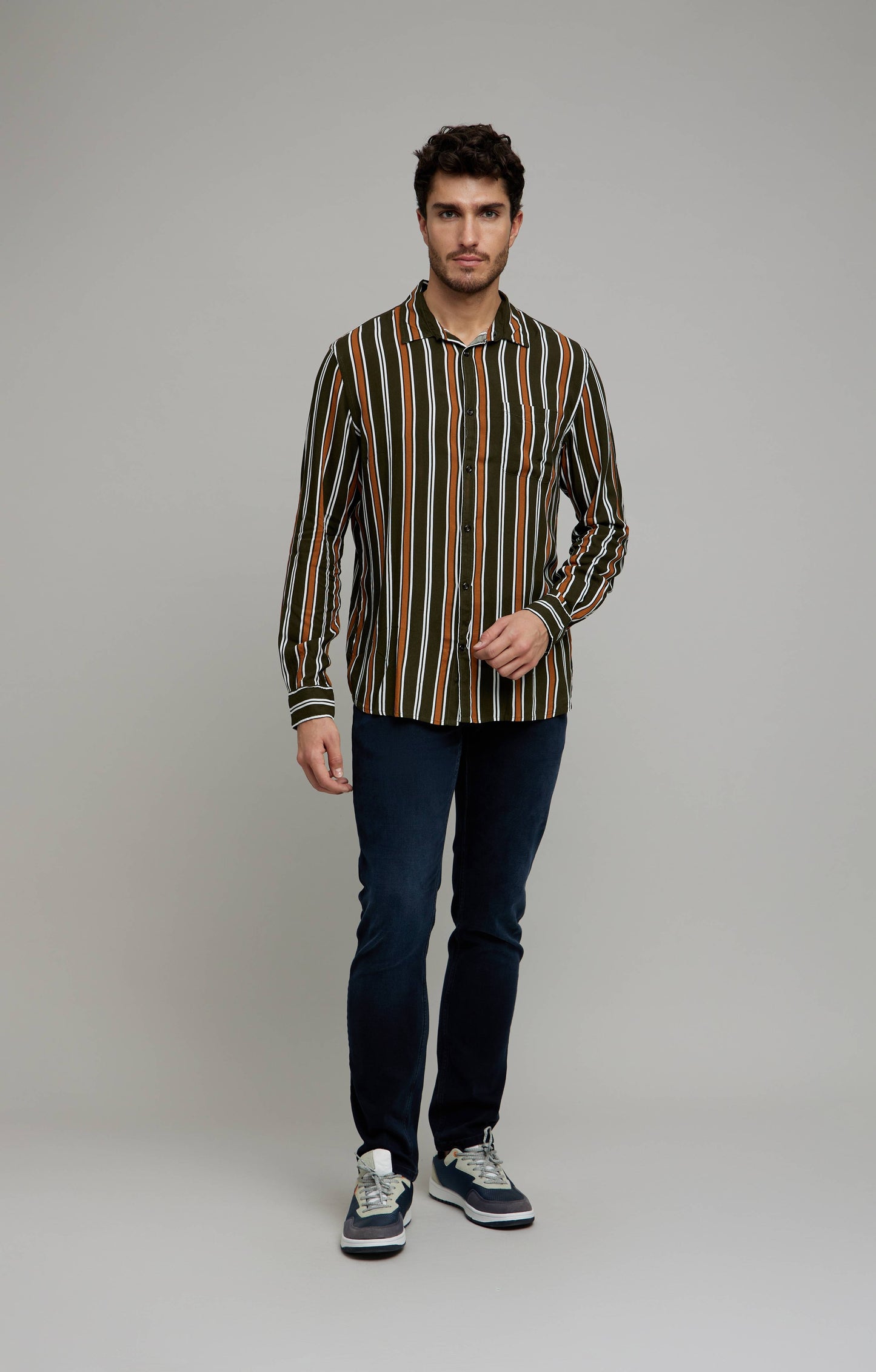 Celio Men Multi Striped Regular Fit Viscose Shirts