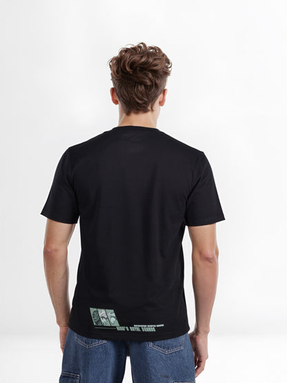 Celio* Hunter Black Printed Cotton T-Shirt