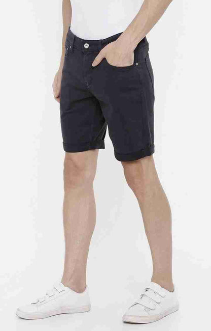 Navy Blue Regular Fit Shorts