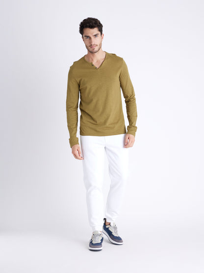 Celio Men Olive Solid Regular Fit Cotton T-Shirts