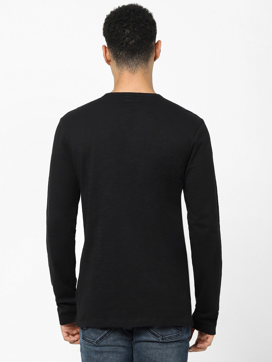 Celio Men Black Solid Regular Fit Cotton T-Shirts