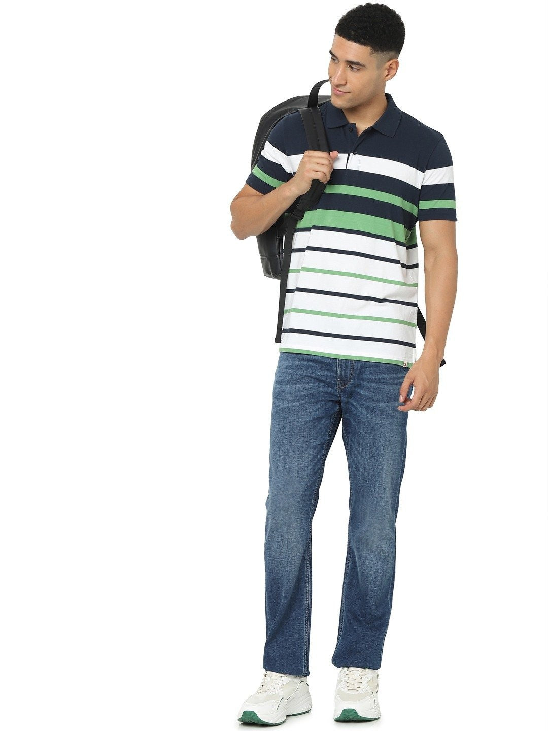 Celio Men Multi Striped Regular Fit Cotton T-Shirts