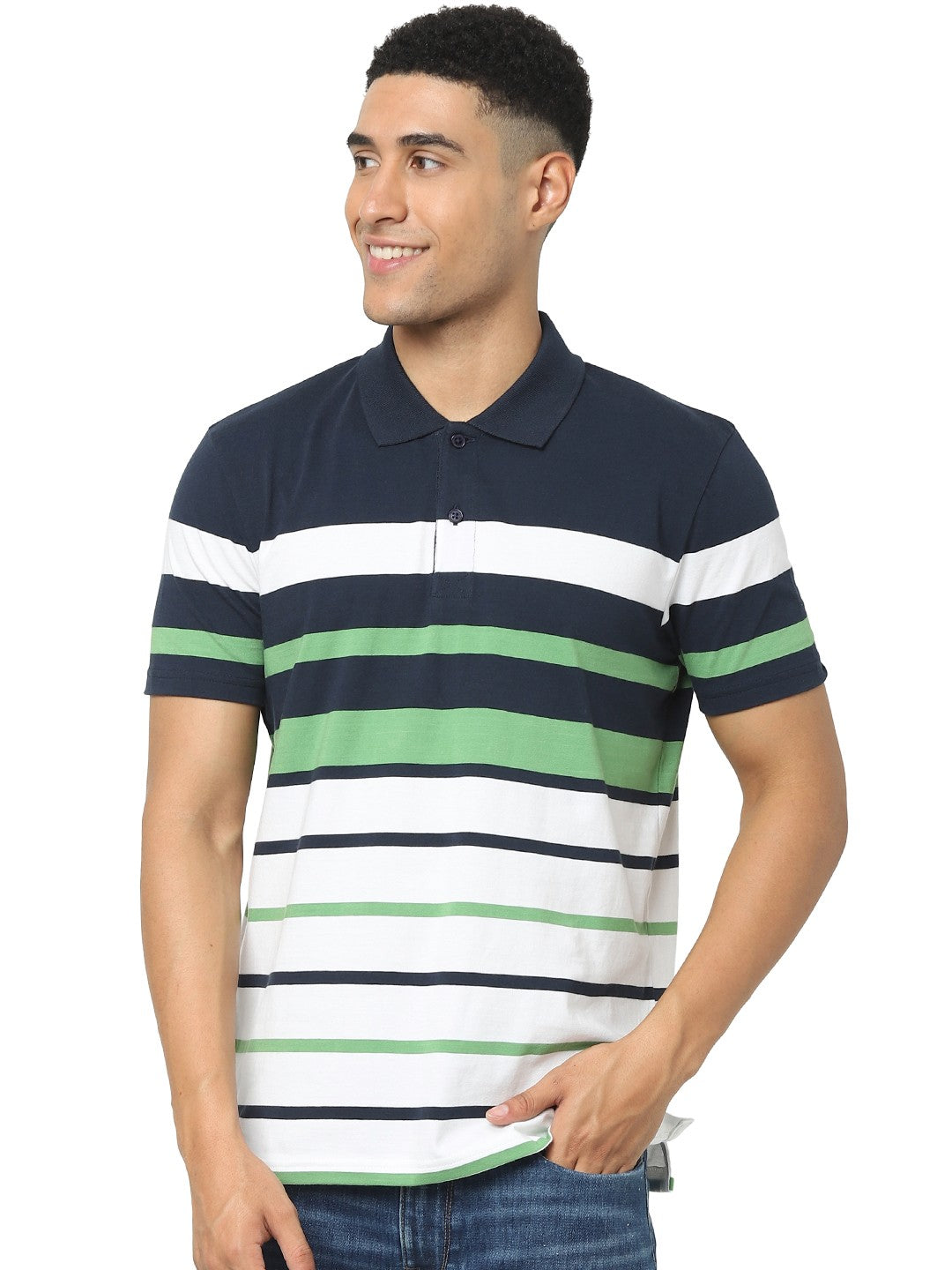 Celio Men Multi Striped Regular Fit Cotton T-Shirts