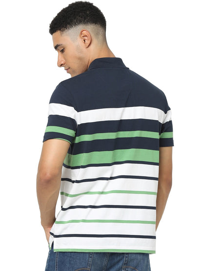 Celio Men Multi Striped Regular Fit Cotton T-Shirts