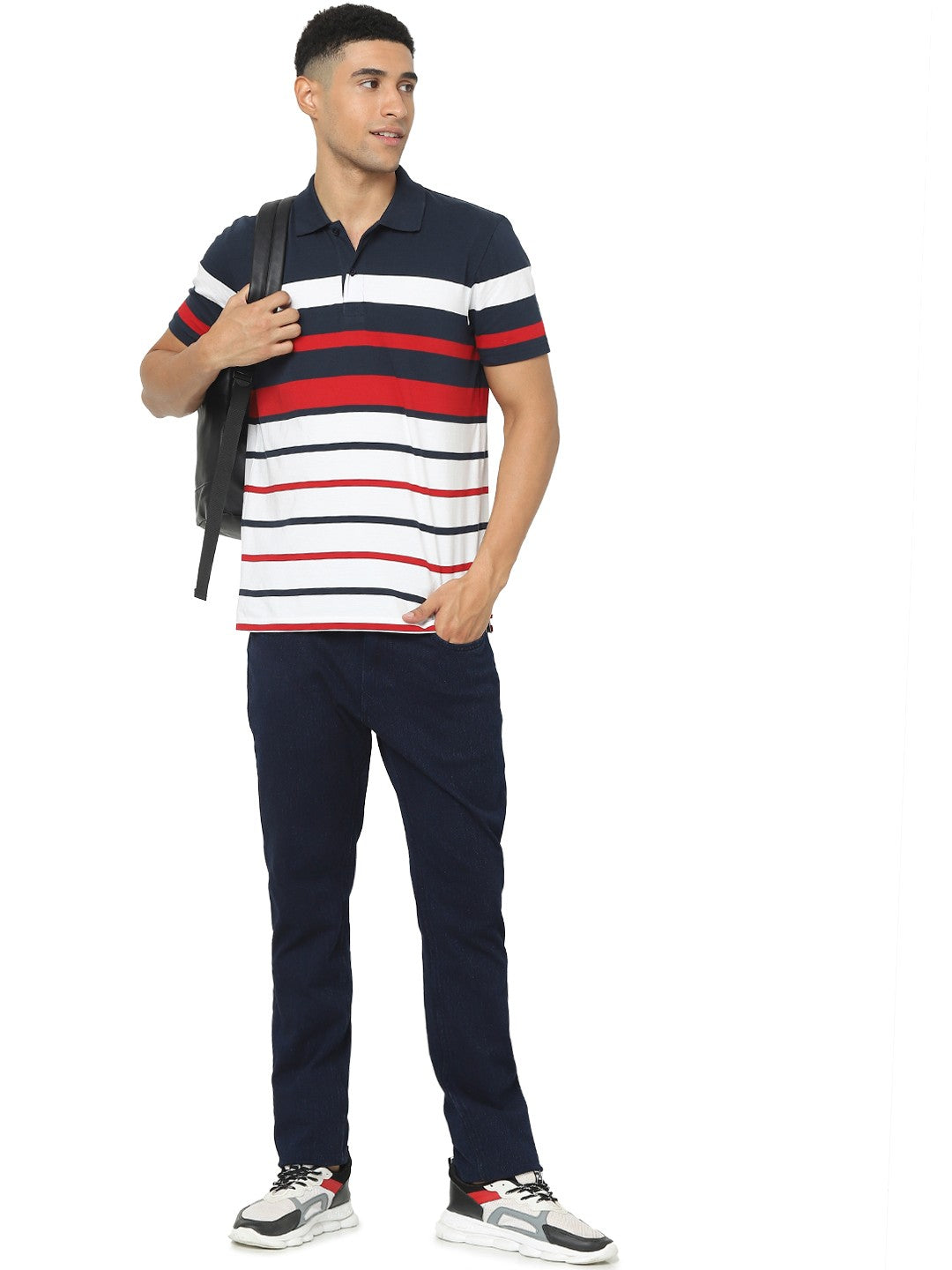 Celio Men Multi Striped Regular Fit Cotton T-Shirts