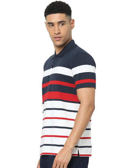 Celio Men Multi Striped Regular Fit Cotton T-Shirts