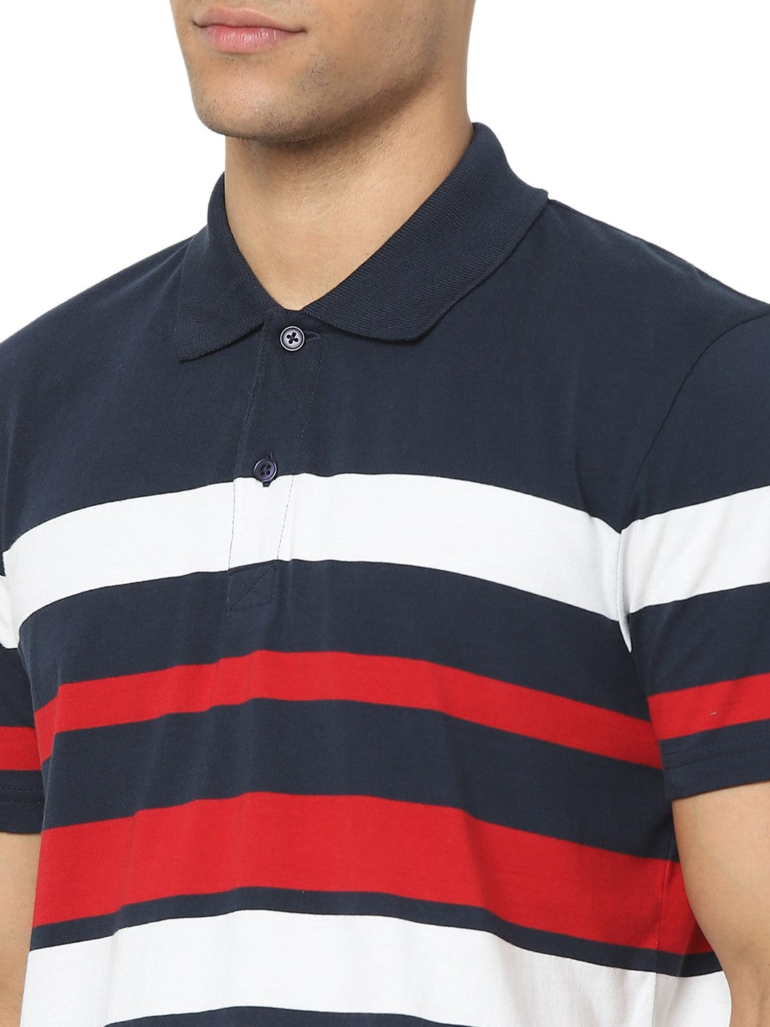 Celio Men Multi Striped Regular Fit Cotton T-Shirts