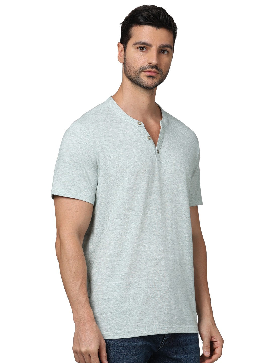 Celio Men Grey Solid Regular Fit Cotton T-Shirts