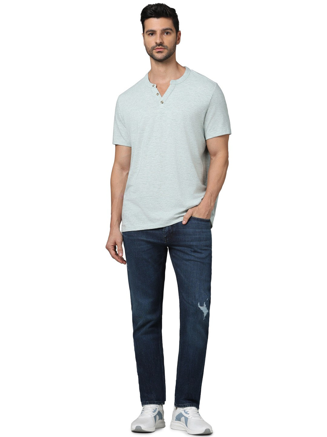Celio Men Grey Solid Regular Fit Cotton T-Shirts