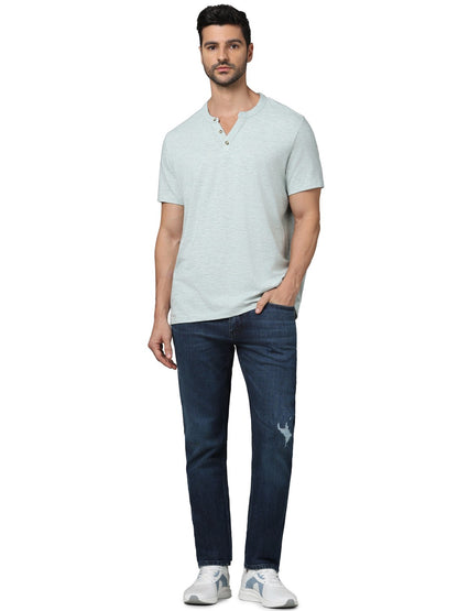 Celio Men Grey Solid Regular Fit Cotton T-Shirts