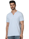 Celio* Solid Regular Fit Cotton Light Blue T-Shirt