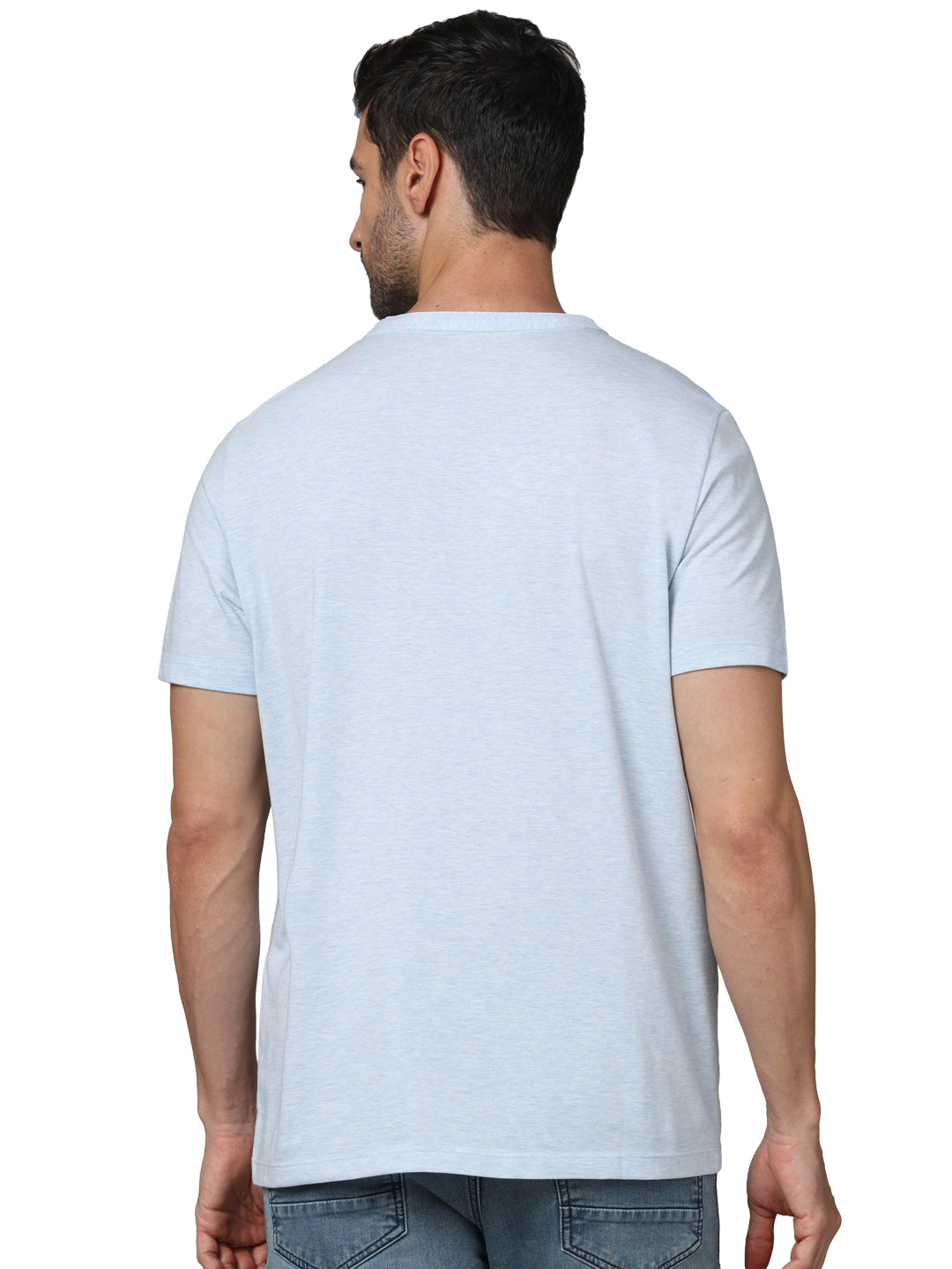 Blue Solid Cotton T-shirt