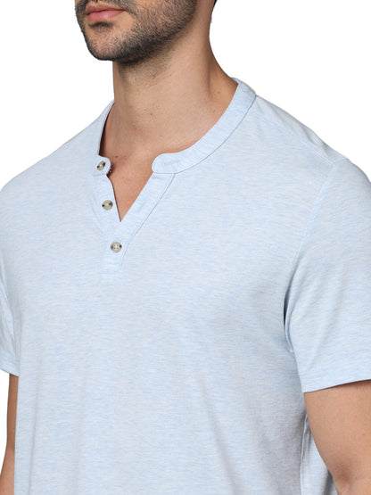 Blue Solid Cotton T-shirt