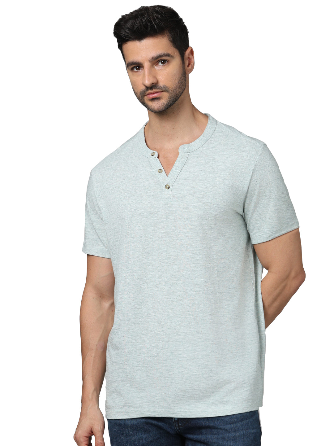 Green Solid Cotton T-shirt