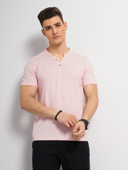 Pink Solid Cotton T-shirt