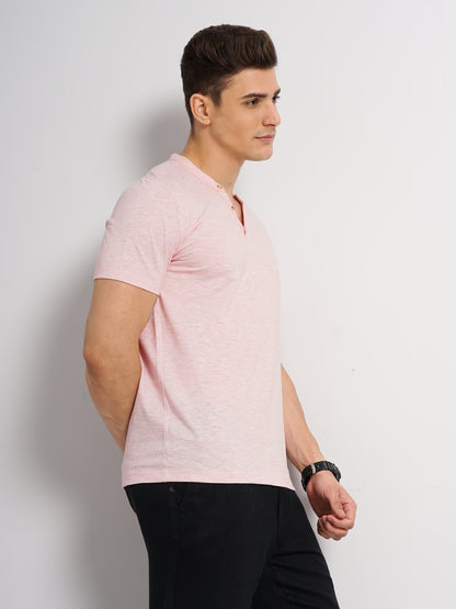 Pink Solid Cotton T-shirt