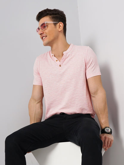 Pink Solid Cotton T-shirt