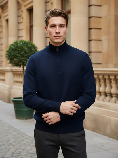 Celio* Men Navy Blue Solid Regular Fit Cotton Sweaters