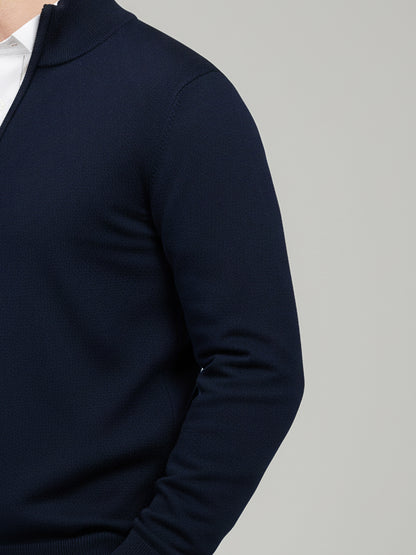 Celio* Men Navy Blue Solid Regular Fit Cotton Sweaters