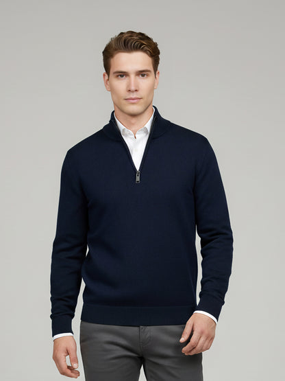 Celio* Men Navy Blue Solid Regular Fit Cotton Sweaters