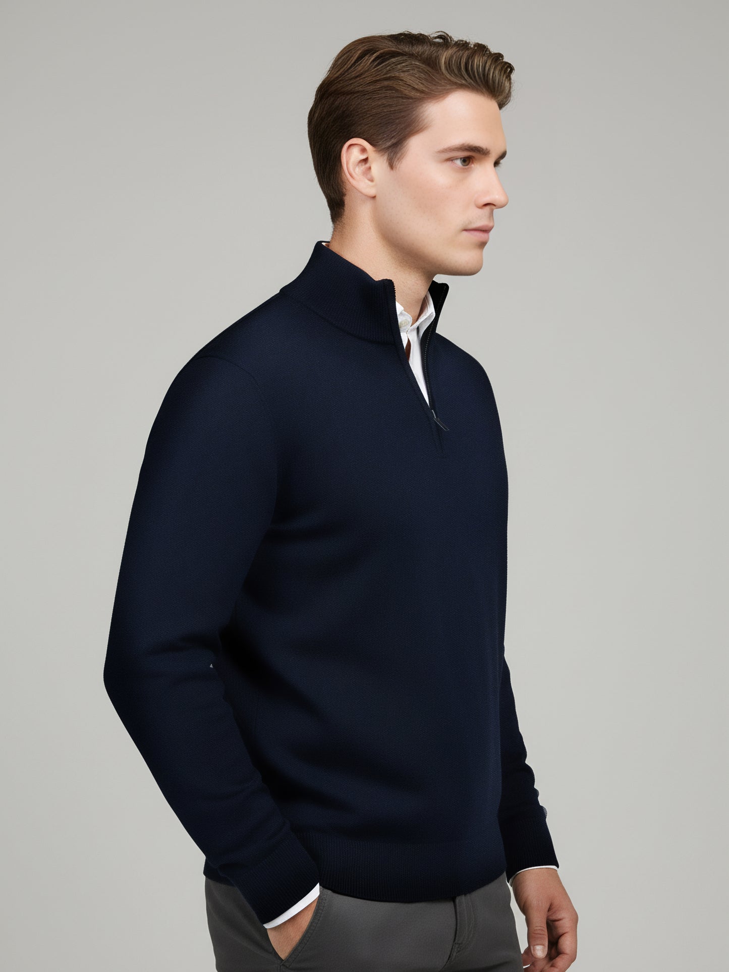 Celio* Men Navy Blue Solid Regular Fit Cotton Sweaters