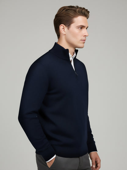 Celio* Men Navy Blue Solid Regular Fit Cotton Sweaters