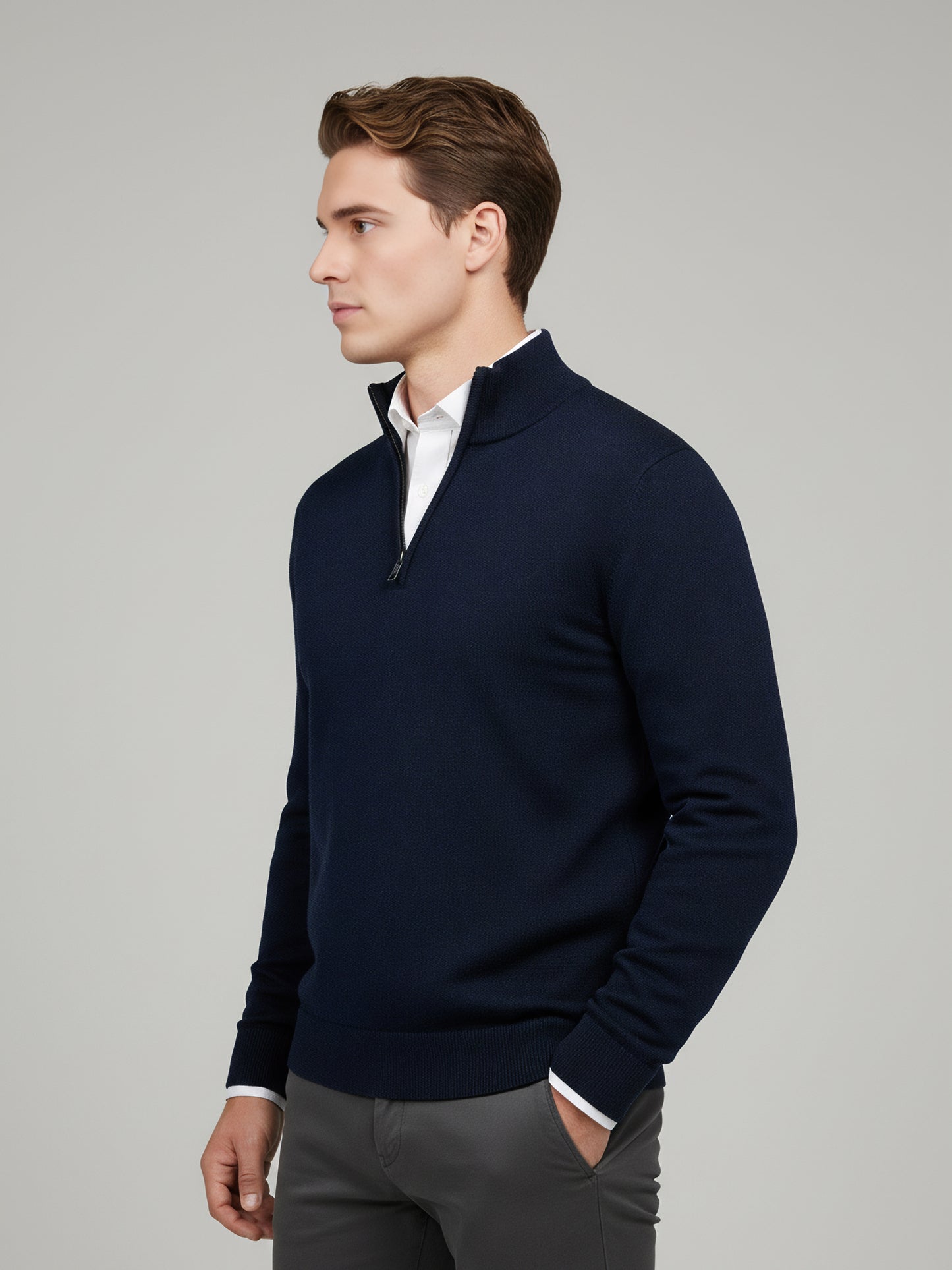 Celio* Men Navy Blue Solid Regular Fit Cotton Sweaters