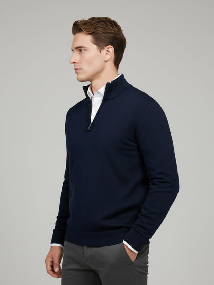 Celio* Men Navy Blue Solid Regular Fit Cotton Sweaters