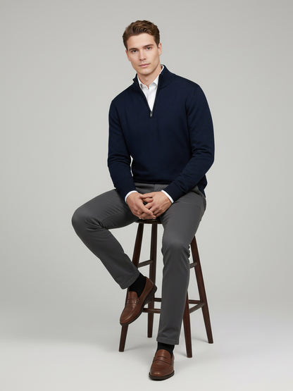 Celio* Men Navy Blue Solid Regular Fit Cotton Sweaters