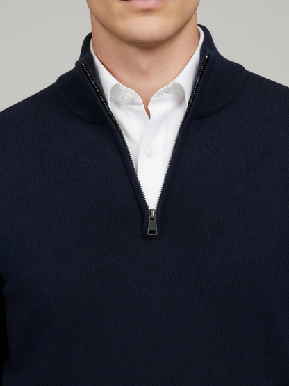 Celio* Men Navy Blue Solid Regular Fit Cotton Sweaters