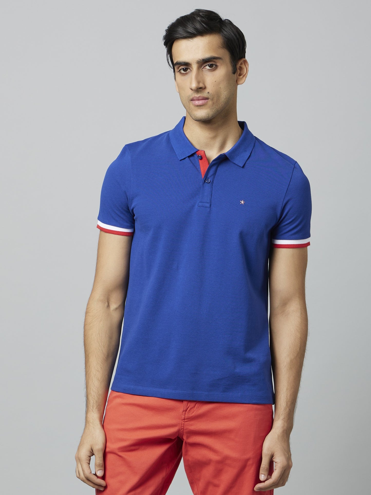 Celio Men Blue Solid Regular Fit Cotton T-Shirts