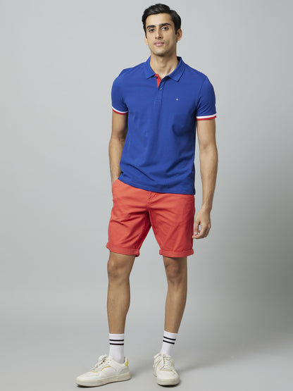 Celio Men Blue Solid Regular Fit Cotton T-Shirts