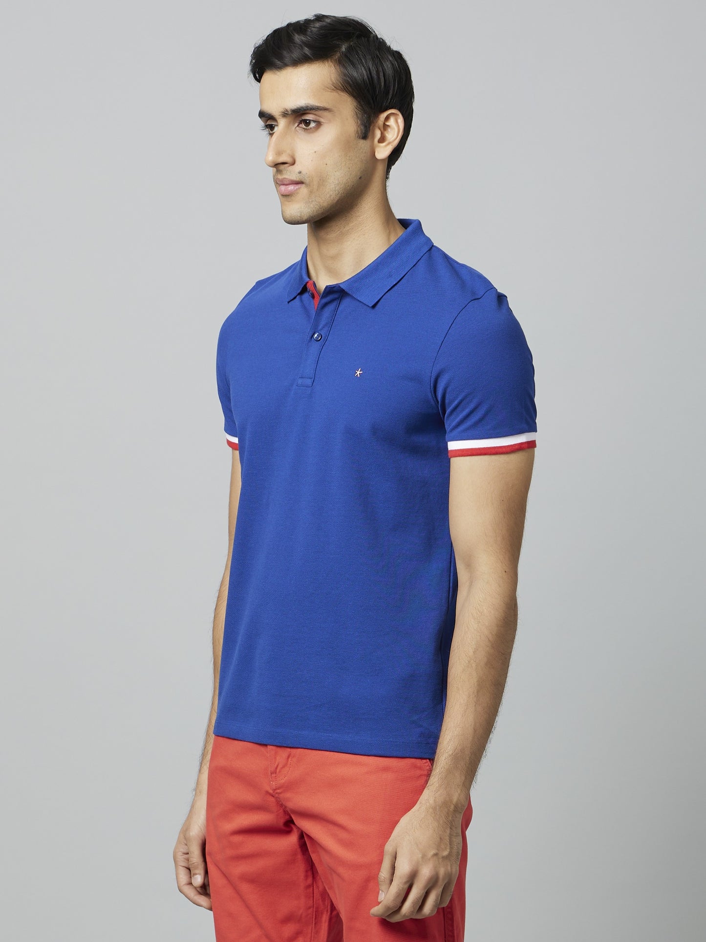 Celio Men Blue Solid Regular Fit Cotton T-Shirts