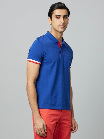 Celio Men Blue Solid Regular Fit Cotton T-Shirts