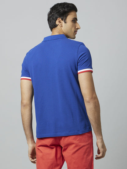 Celio Men Blue Solid Regular Fit Cotton T-Shirts