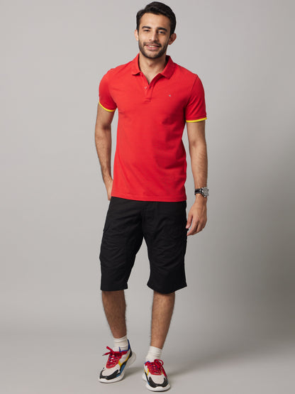 Celio Men Red Solid Regular Fit Cotton T-Shirts
