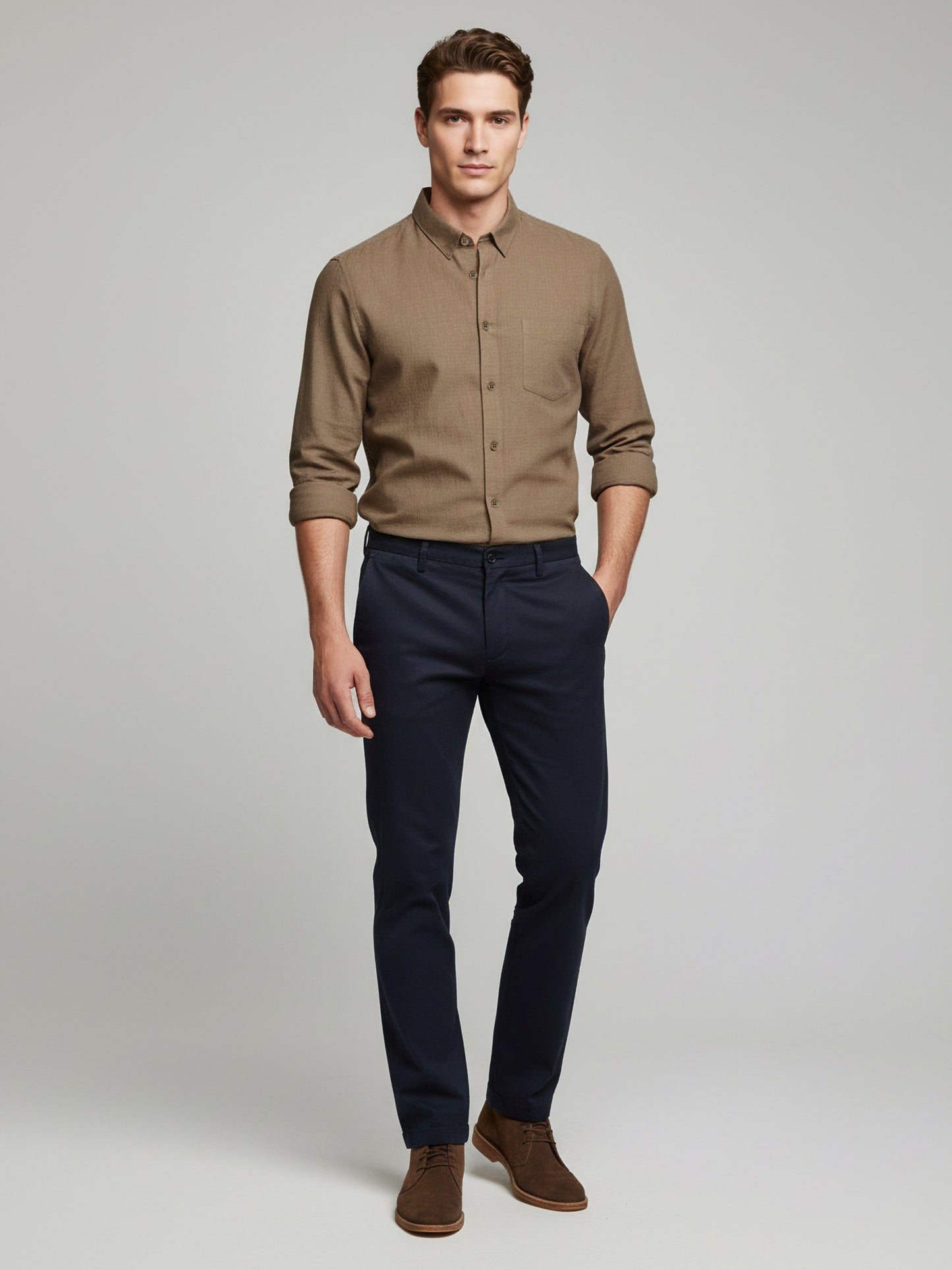 Celio* Linen Solid Men Regular Fit Brown Shirts