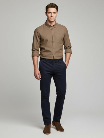 Celio* Linen Solid Men Regular Fit Brown Shirts