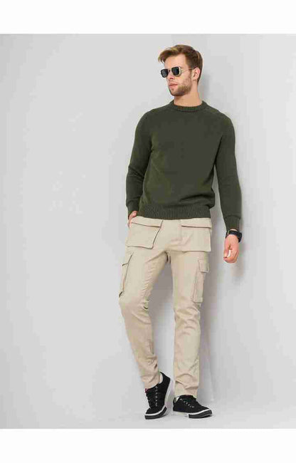 Beige Regular Fit Trousers