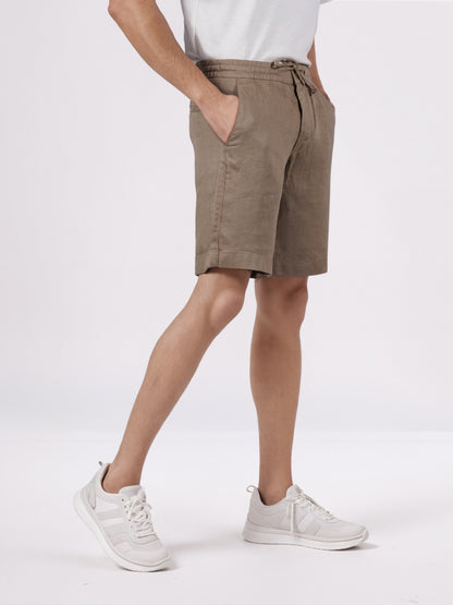 Celio* Men Brown Solid Bermuda Fit Linen Shorts