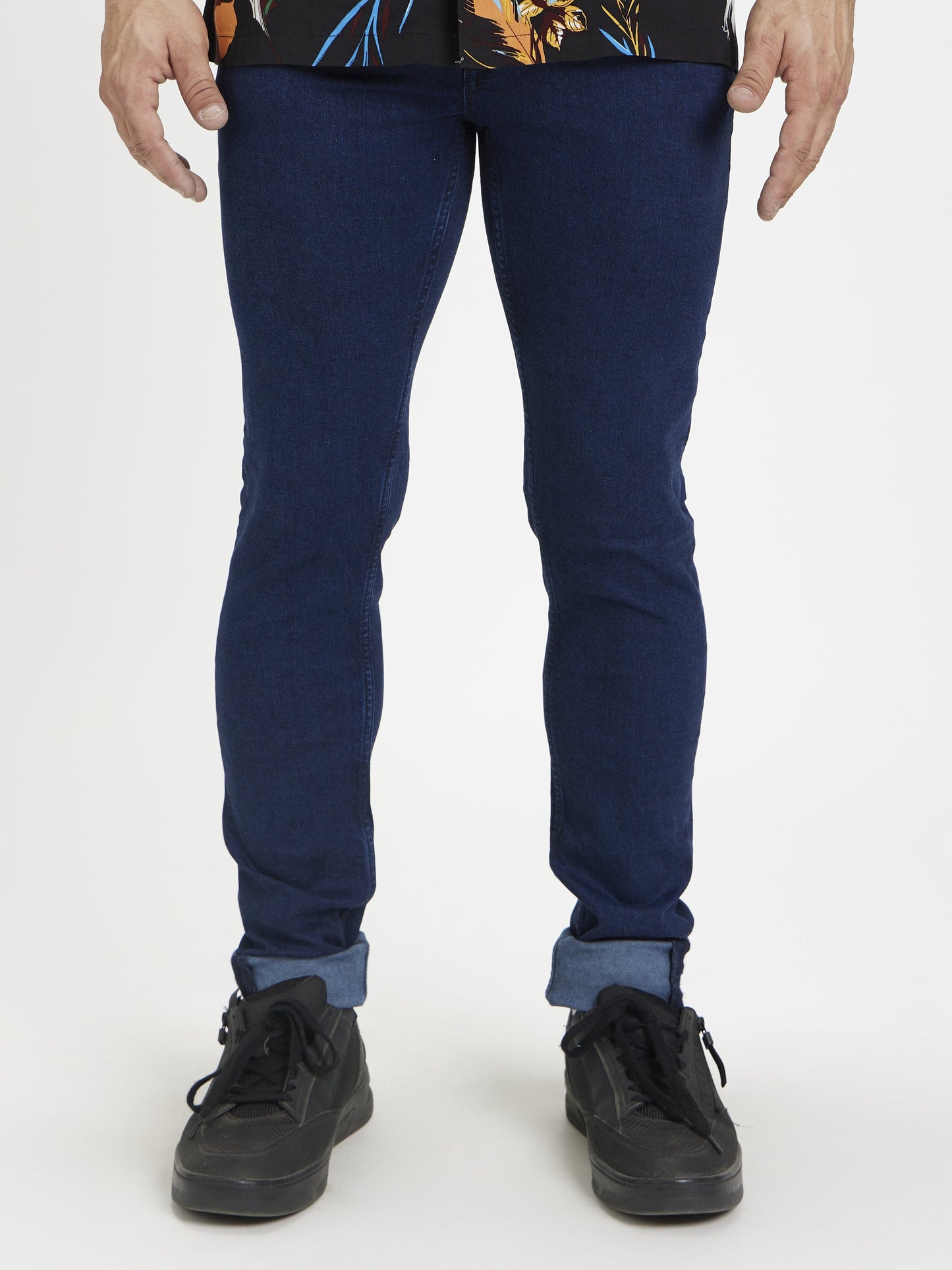 Celio Men Navy Blue Solid Skinny Fit Cotton-Blend Jeans