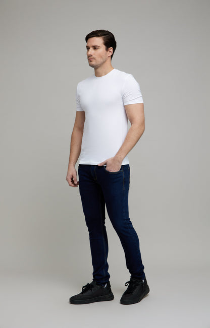 Celio Men Navy Blue Solid Skinny Fit Cotton-Blend Jeans